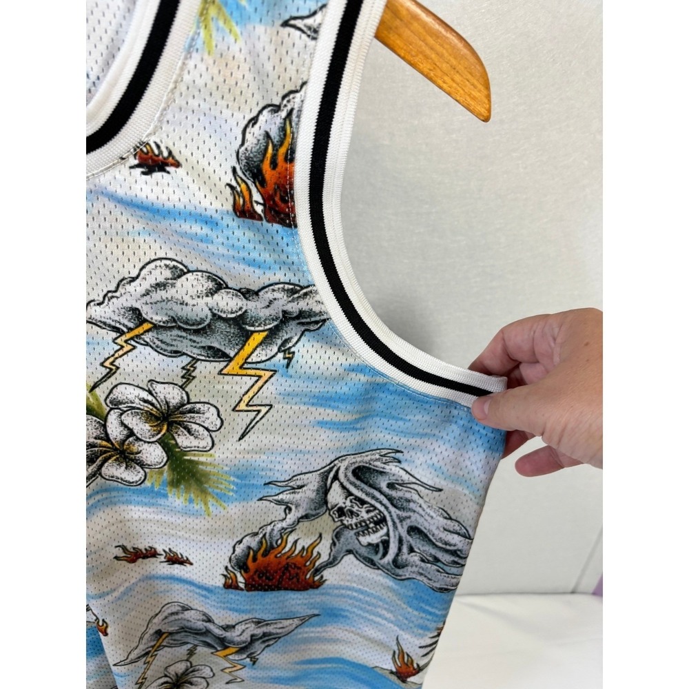 Lurking Class Sketchy Tank Skull Tropical Mesh Basketball Jersey Men's M - Picture 3 of 8